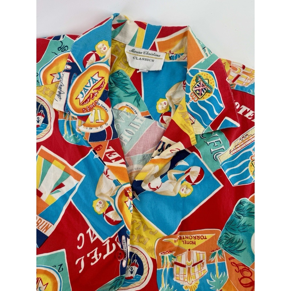 Women's Marisa Christina Classics Large‎ Hawaiian Short Sleeve Shirt